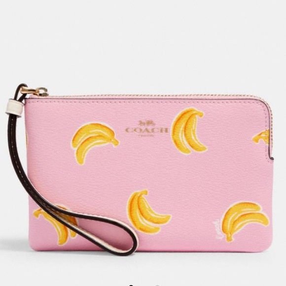 Coach Handbags - Coach Corner Zip Wristlet With Banana Print NWT
